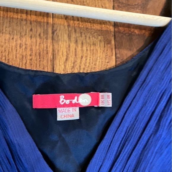 Boden‎ | 100% Silk Dress Blue & Navy Sequin Embelishments Size 4 Y2K 90s Dance - Picture 7 of 11